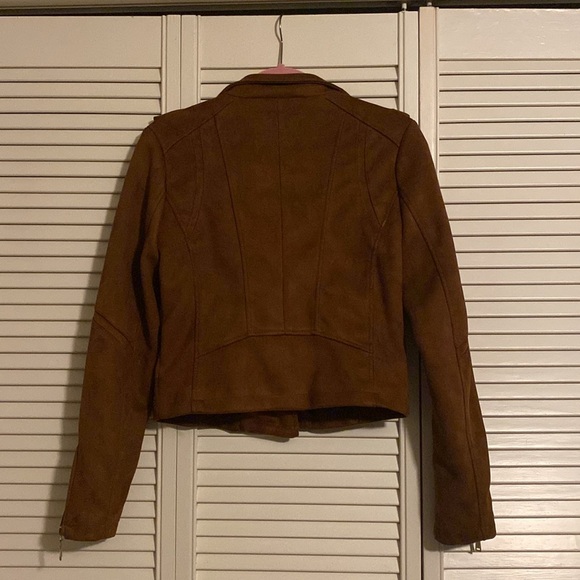 JOUJOU Vegan Suede Brown Moto Jacket - Picture 2 of 7
